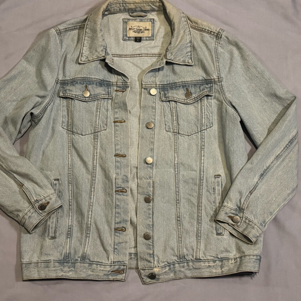Hand Painted Lightning Bolt Denim Jacket | Ashley Vintage Charm | Size L